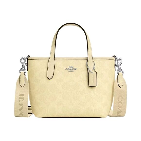 Coach City Mini Tote Bag In Signature Canvas Butter Yellow Crossbody Purse - Picture 10 of 15